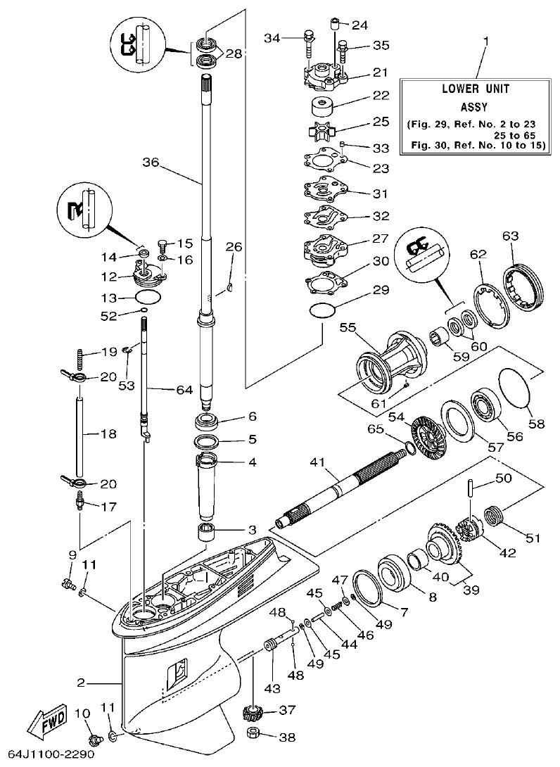 Yamaha F50A, FT50B LOWER CASING. DRIVE 3 parts diagram